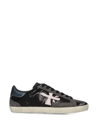Premiata Steven Sequin-embellished Sneakers In Black