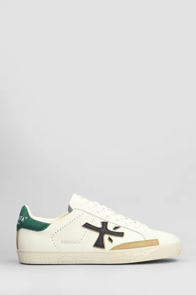 Premiata Steven Sneakers In White Leather