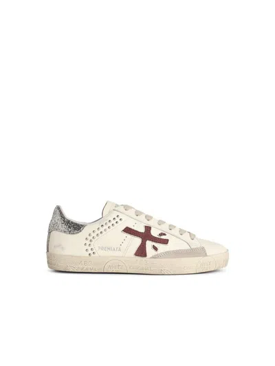 Premiata 'stevend 7607' White Leather Blend Sneakers