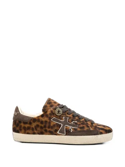 Premiata Stevend Leopard-print Sneakers In Brown