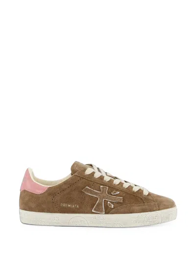Premiata Stevend Logo-patch Low-top Sneakers In Brown