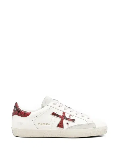Premiata Steven-d Snakeskin-effect Sneakers In White