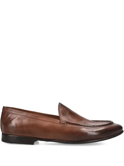 Premiata Stitched Leather Loafers In Brown