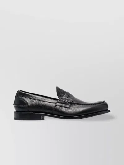 Premiata Strap Penny Loafers Round Toe Textured Finish In Black