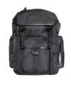 Premiata Structured Black Backpack With Flap Closure And Branded Detailing In Gray