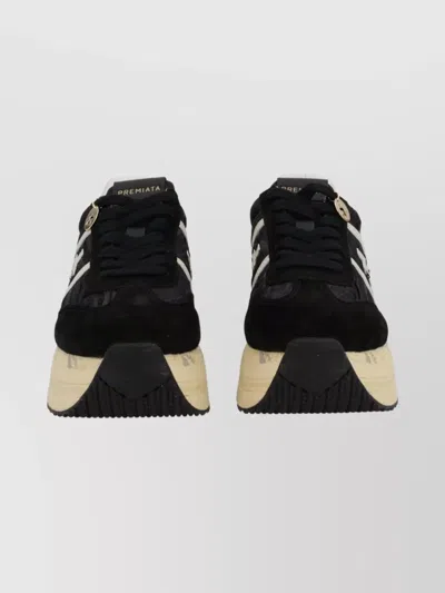 Premiata Stylish Sneakers With Contrast Platform Sole In Black