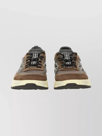 Premiata Stylish Sneakers With Contrast Sole And Padded Collar In Multi