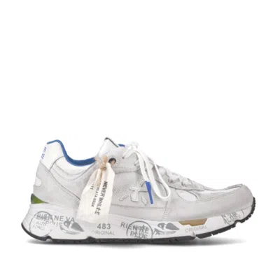 Premiata Suede And White Mesh Technical Fabric Mase Sneakers