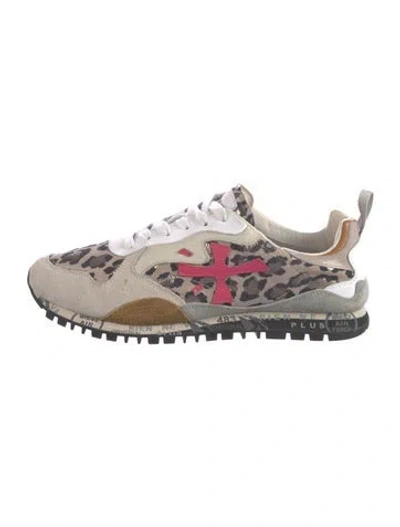 Pre-owned Premiata Suede Animal Print Sneakers In Neutral