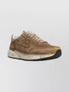 Premiata Suede Blend Sneakers Round Toe In Brown