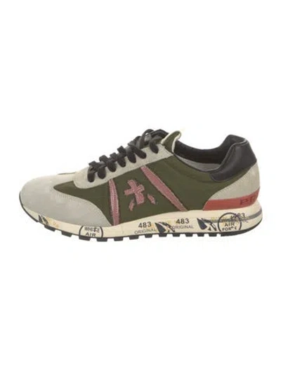 Pre-owned Premiata Suede Colorblock Pattern Sneakers In Green