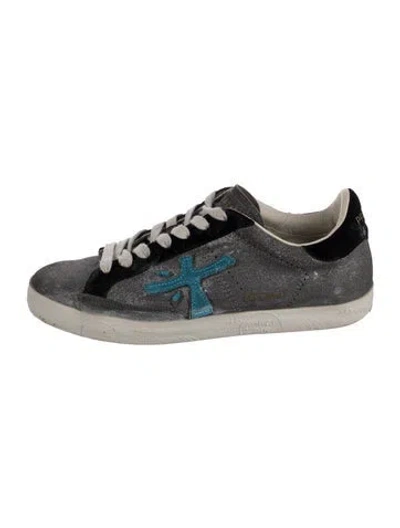 Pre-owned Premiata Suede Graphic Print Sneakers In Grey