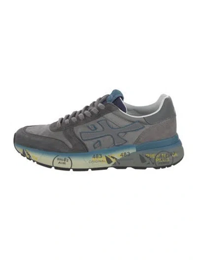 Pre-owned Premiata Suede Graphic Print Sneakers W/ Tags In Blue