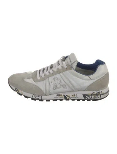 Pre-owned Premiata Suede Graphic Print Sneakers In White