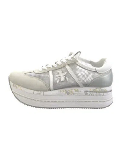 Pre-owned Premiata Suede Graphic Print Sneakers In White