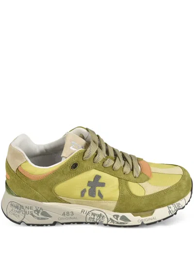 Premiata Suede Leather Panelled Sneakers In Green