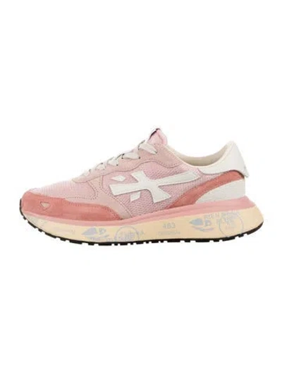 Pre-owned Premiata Suede Leather Trim Embellishment Athletic Sneakers In Pink