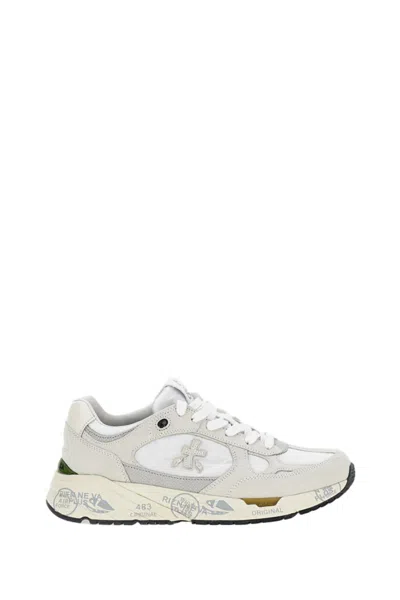 Premiata Suede Leather-insert Sneakers With Vintage-inspired Sole In White