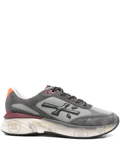 Premiata Suede Mesh Low-top Sneakers In Gray