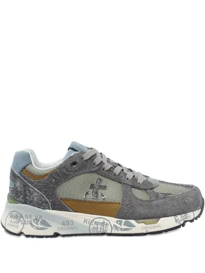 Premiata Suede-panel Lace-up Sneakers In Gray
