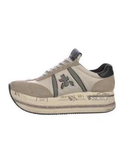 Pre-owned Premiata Suede Printed Espadrille Sneakers In Neutral