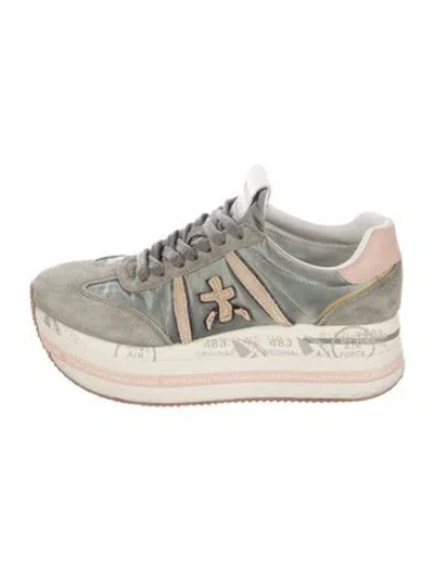 Pre-owned Premiata Suede Printed Sneakers In Neutral