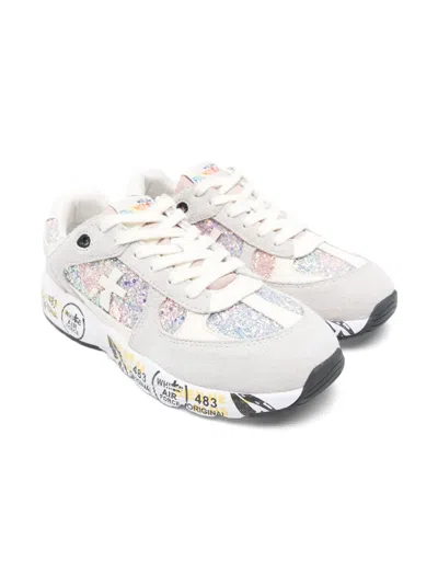 Premiata Kids' Suede Sneakers In White