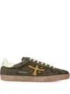 Premiata Low-top Sneakers In Soft Olive Calf Leather In Brown