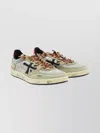 Premiata Suede Sneakers With Perforated Design And Contrast Tab In Multi