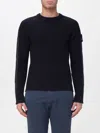 Premiata Finely Ribbed Crew Neck Sweater In Virgin Wool In Blue