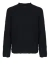 Premiata Crewneck Sweater With Long Sleeves And Textured Panels In Black