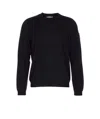 Premiata Textured Knit Sweater With Classic Crew Neck In Black