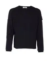 Premiata Crewneck Sweater With Long Sleeves And Ribbed Cuffs In Blue