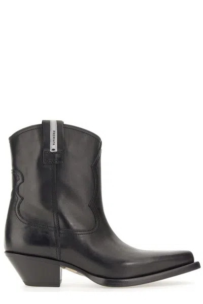 Premiata 50mm Leather Cowboy Boots In Black