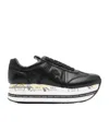 Premiata Beth Sneakers In Black Leather And Fabric In Black