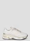 Premiata Leather Sneakers With Textured Accents In White