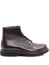 Premiata Topstitched Lace-up Boots In Brown