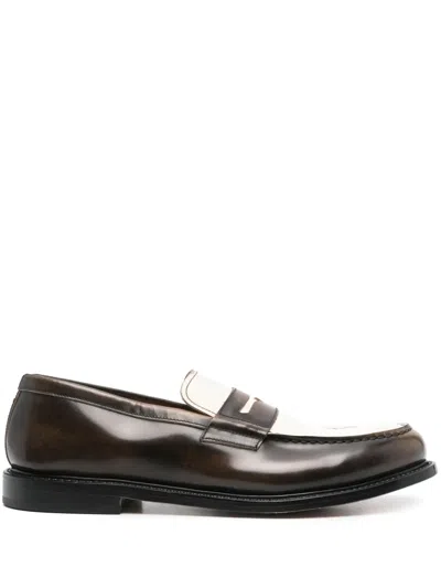 Premiata Two-tone Leather Loafers In Braun