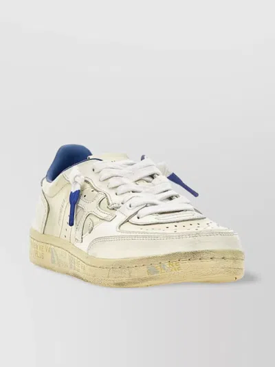 Premiata Vintage Leather Sneakers Perforated Design