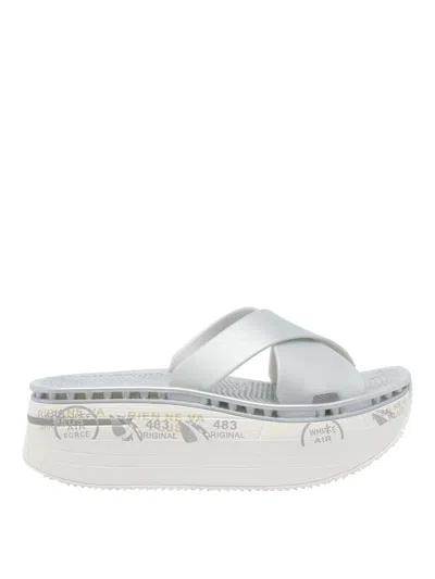 Premiata White And Silver Moura Platform Sandals In Multi