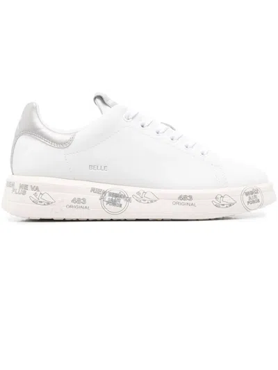 Premiata White Calf Leather Belle Sneakers