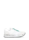 Premiata Conny Sneakers In White Suede And Fabric In White