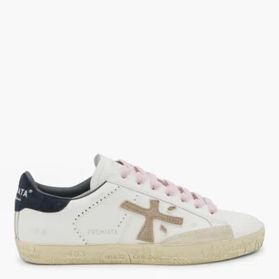 Premiata White Leather Stevend Sneakers In Animal Print