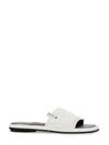 Premiata White Slide Sandal With Lamb Leather Upper In White