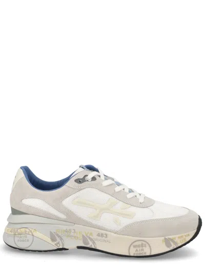 Premiata White Moerun Mesh Calfskin Sneakers