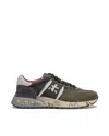 Premiata Lander Sneakers In Green Suede And Fabric In Green