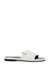 Premiata White Slide Sandal With Lamb Leather Upper In Animal Print
