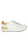 Premiata White Sneaker With Orange Suede Accents In White