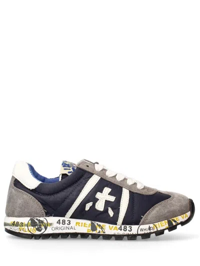 Premiata Will Be Mini Leather And Fabric Sneakers For Boys In Blue