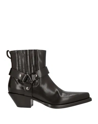 Premiata Woman Ankle Boots Dark Brown Size 7 Leather In Black